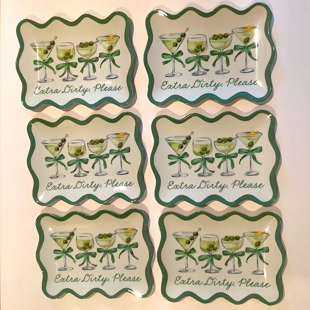 Rachel Zoe Martini Extra Dirty Melamine Appetizer Plates New